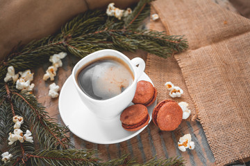 Coffee mug with chocolate cookies