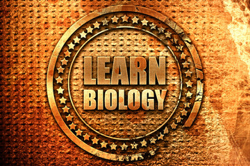 learn biology, 3D rendering, grunge metal stamp