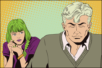 Students. Loving girl watching a guy.