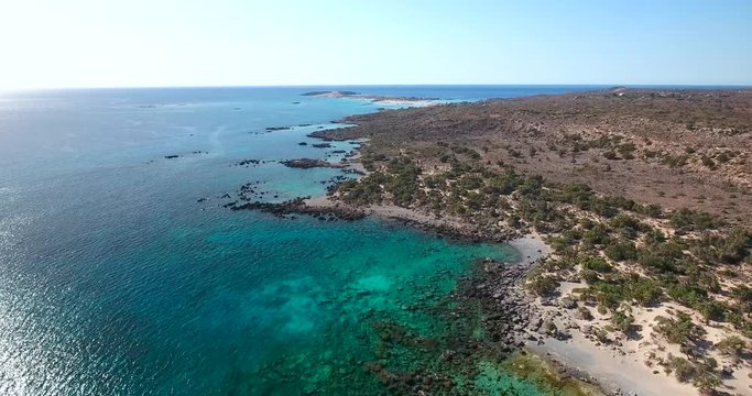 Beautiful view of blue beach Elafonissi at Crete