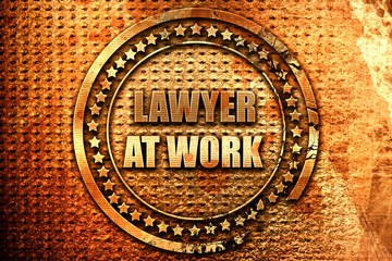 lawyer at work, 3D rendering, grunge metal stamp