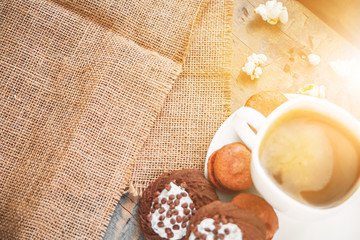 Coffee mug with chocolate cookies