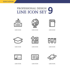 Education line icon set