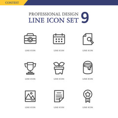 contest exhibit line icon set
