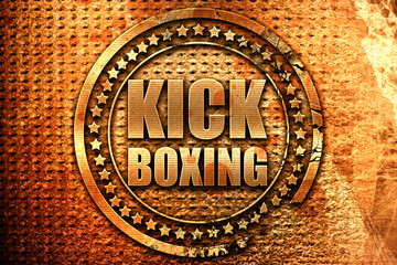 kickboxing, 3D rendering, grunge metal stamp