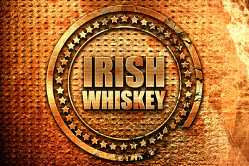 irish whiskey, 3D rendering, grunge metal stamp