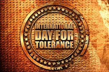Fotobehang international day for tolerance, 3D rendering, grunge metal stam © Argus