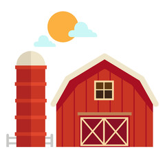 illustration of isolated  barn house on white background