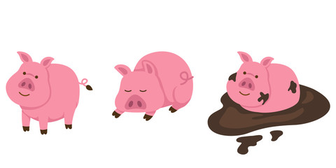 illustration of isolated pig on white background