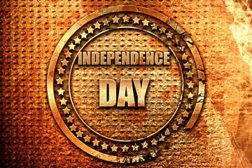 Happy independence day, 3D rendering, grunge metal stamp