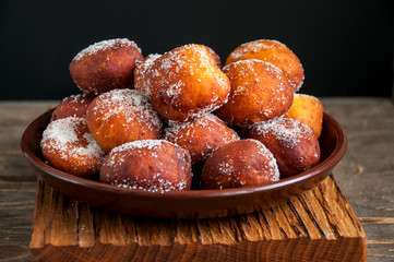 Pumpkin berliner donuts withs jam galzed with sugar