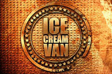 ice cream van, 3D rendering, grunge metal stamp