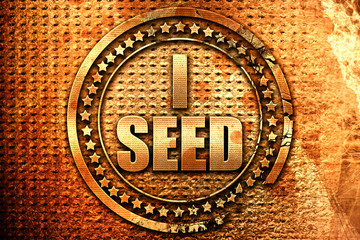 i seed, 3D rendering, grunge metal stamp