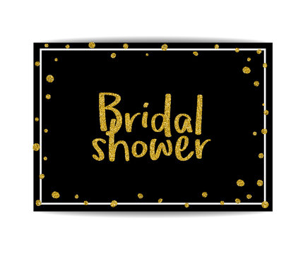 Bridal shower invitation with gold glitter text and dots - Powered by Adobe