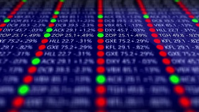 Generic Futuristic Stock Market Ticker in Wall Street Environment
