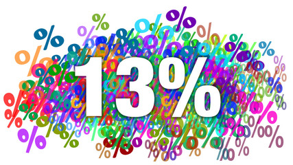 13 Percent White Text on Colorful Percentage Background