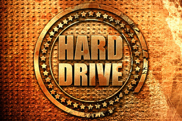 harddrive, 3D rendering, grunge metal stamp