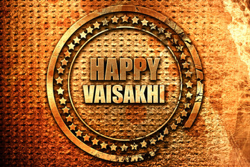 happy vaisakhi, 3D rendering, grunge metal stamp