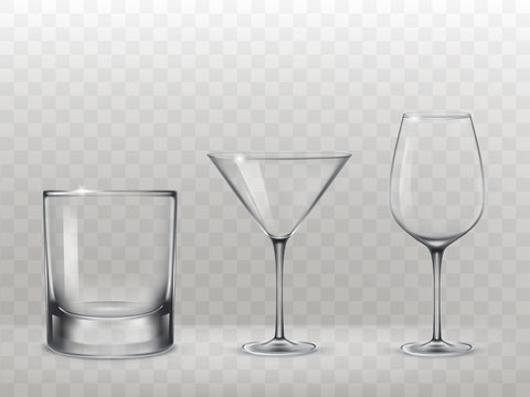 Set of glasses for alcohol in a realistic style