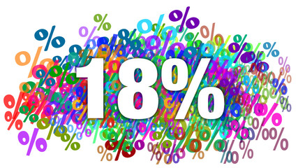 18 Percent White Text on Colorful Percentage Background