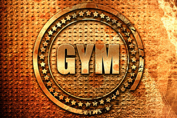 gym, 3D rendering, grunge metal stamp