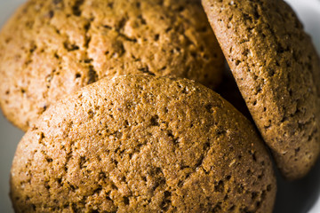 Three cookie dough from rye closeup.