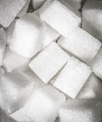 White Sugar cubes closeup.