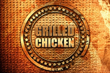 grilled chicken, 3D rendering, grunge metal stamp