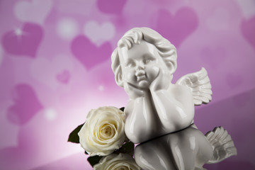 Angel, Happy Valentine's Day, mirror background