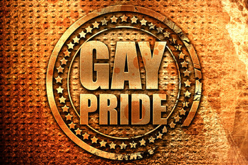gay pride, 3D rendering, grunge metal stamp