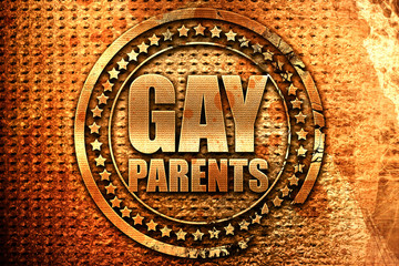 gay parents, 3D rendering, grunge metal stamp