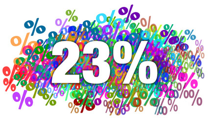 23 Percent White Text on Colorful Percentage Background