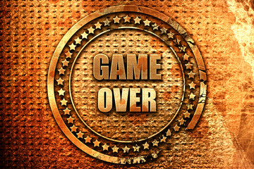 game over, 3D rendering, grunge metal stamp