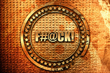 f, 3D rendering, grunge metal stamp