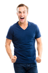 Fototapeta premium Cheerful young man, over white