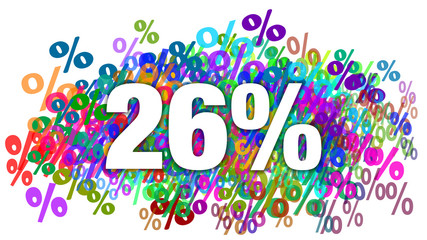 26 Percent White Text on Colorful Percentage Background