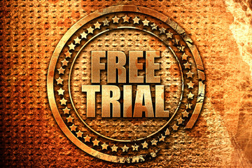 free trial, 3D rendering, grunge metal stamp