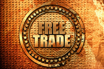 free trade, 3D rendering, grunge metal stamp