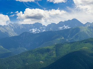 Mountain summer landscape with mountain ranges and sky