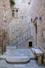 Small courtyard in Korcula old town, Croatia