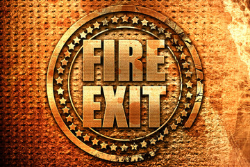 fire exit, 3D rendering, grunge metal stamp