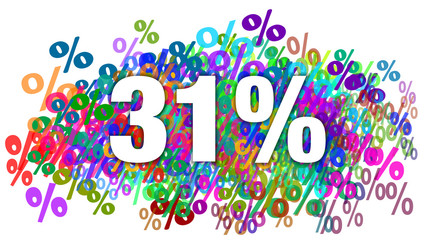 31 Percent White Text on Colorful Percentage Background