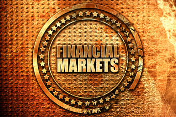 financial markets, 3D rendering, grunge metal stamp