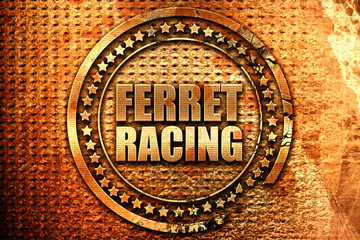 ferret racing, 3D rendering, grunge metal stamp