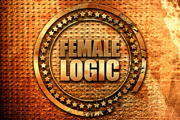 female logic, 3D rendering, grunge metal stamp