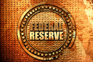 federal reserve, 3D rendering, grunge metal stamp