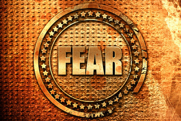 fear, 3D rendering, grunge metal stamp