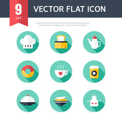 Fototapeta premium life flat icon set