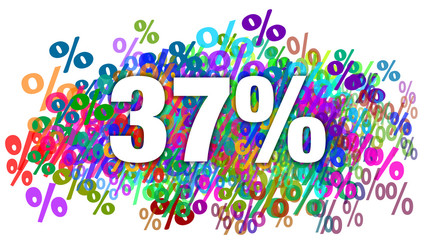 37 Percent White Text on Colorful Percentage Background