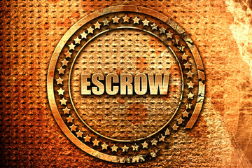 escrow, 3D rendering, grunge metal stamp